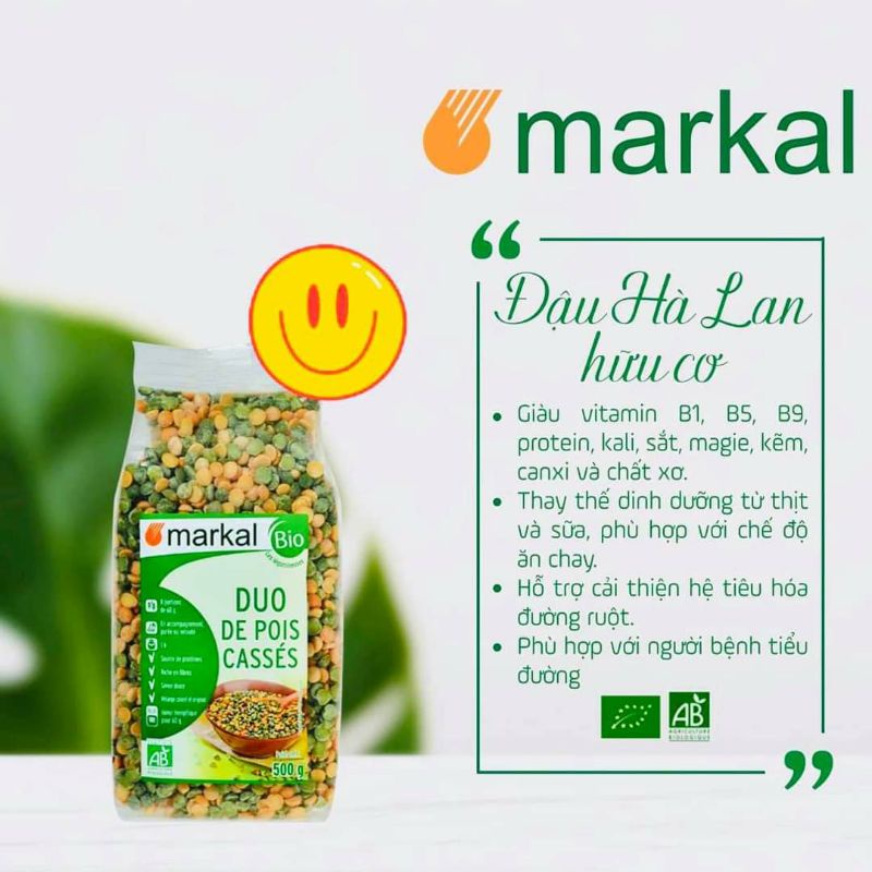 Đậu hà lan hữu cơ Markal Pháp 500gr