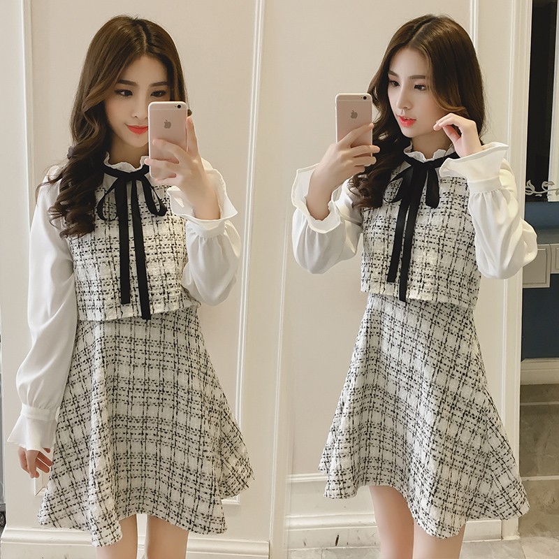 Váy cổ nơ xòe dáng đẹp