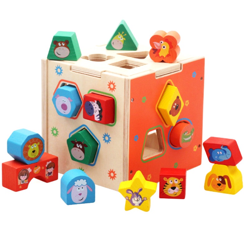 Đồ chơi giáo dục hộp thả hình khối gỗ con vật
