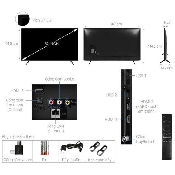 Smart Tivi Samsung 4K 82 inch 82TU8100 Crystal UHDModel Mới