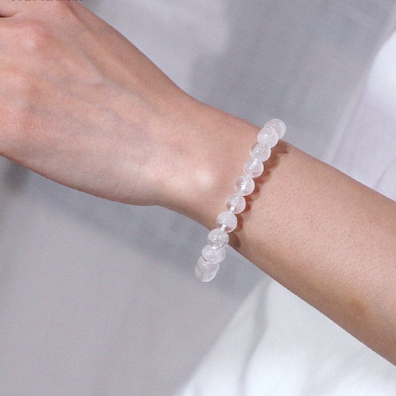 Vòng tay đá màu trắng 8li 10li 12li thanh tẩy năng lượng tiêu cực