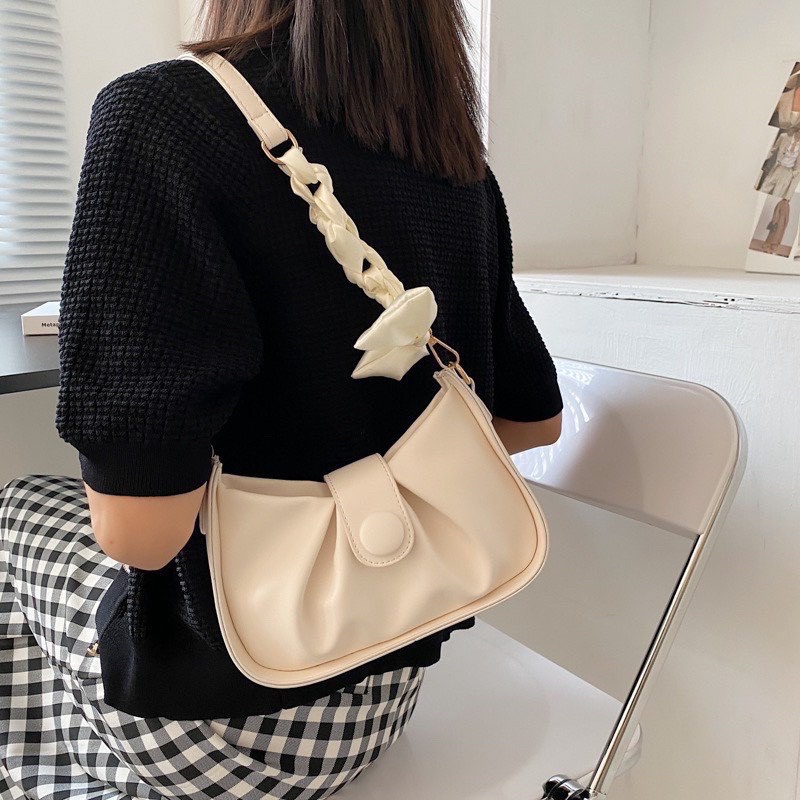 Túi  đeo chéoLinh Store Kẹp Nách Nữ Xách Tay Quai Phối Nơ Tiểu Thư Xinh Xắn