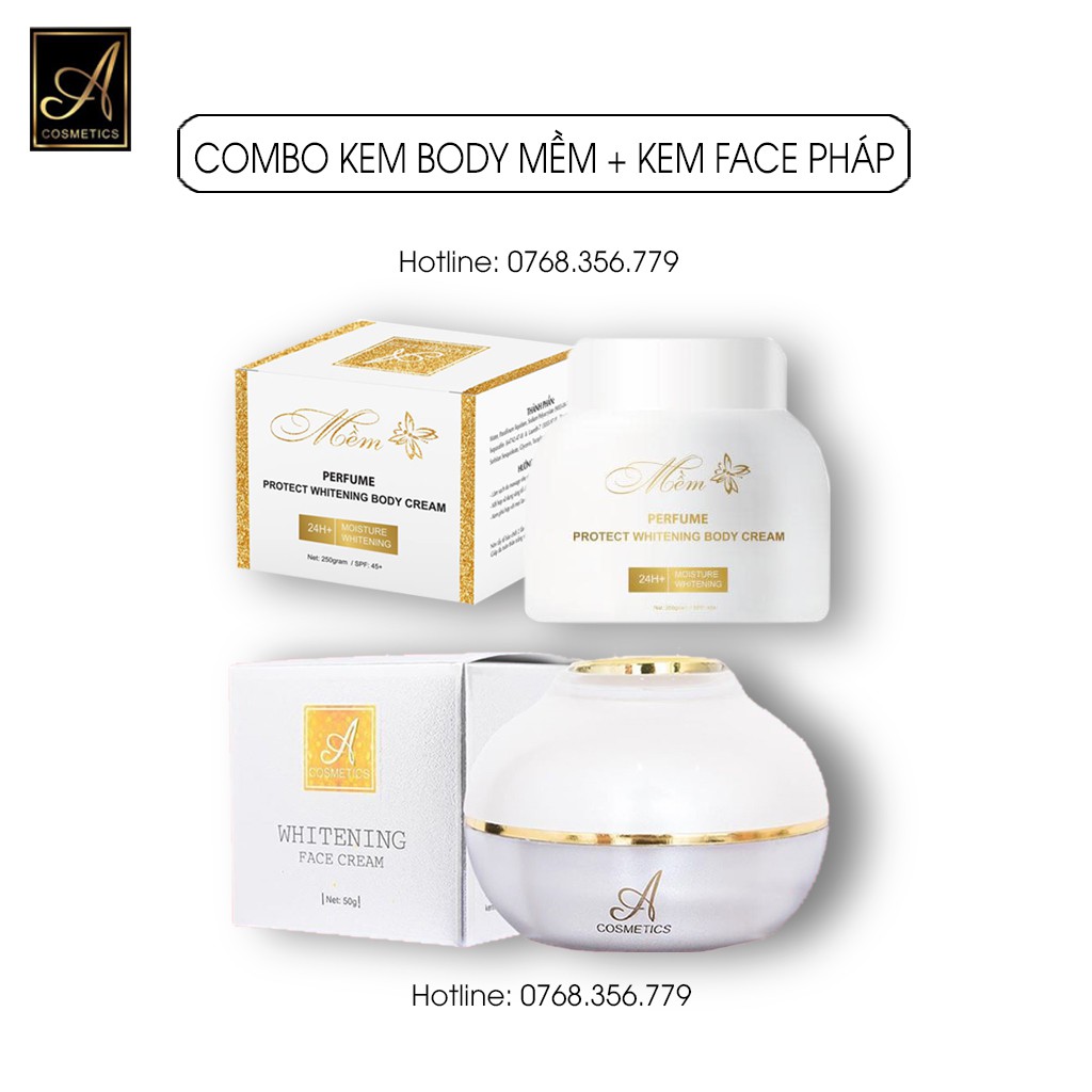 Combo Kem Body Mềm 250g + Kem Face Pháp 50g - GIúp dưỡng trắng da hiệu quả sau 7 ngày sử dụng