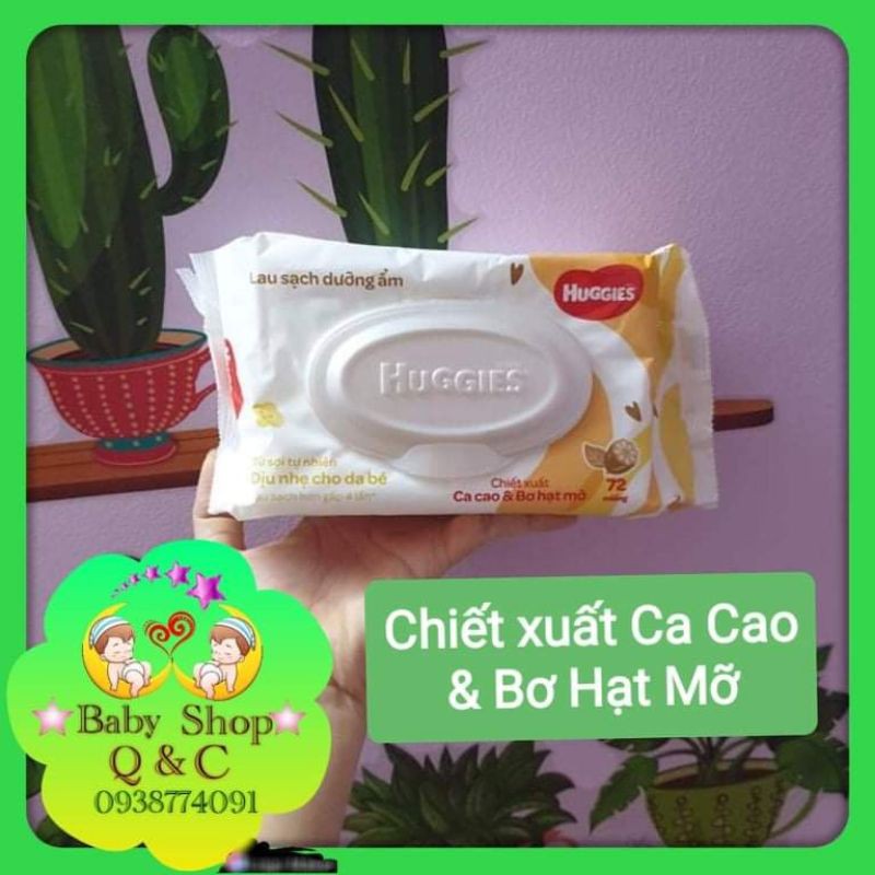 ♨️THÙNG 12 GÓI KHĂN ƯỚT HUGGIES 72 TỜ CHIẾT XUẤT CA CAO & BƠ HẠT MỠ