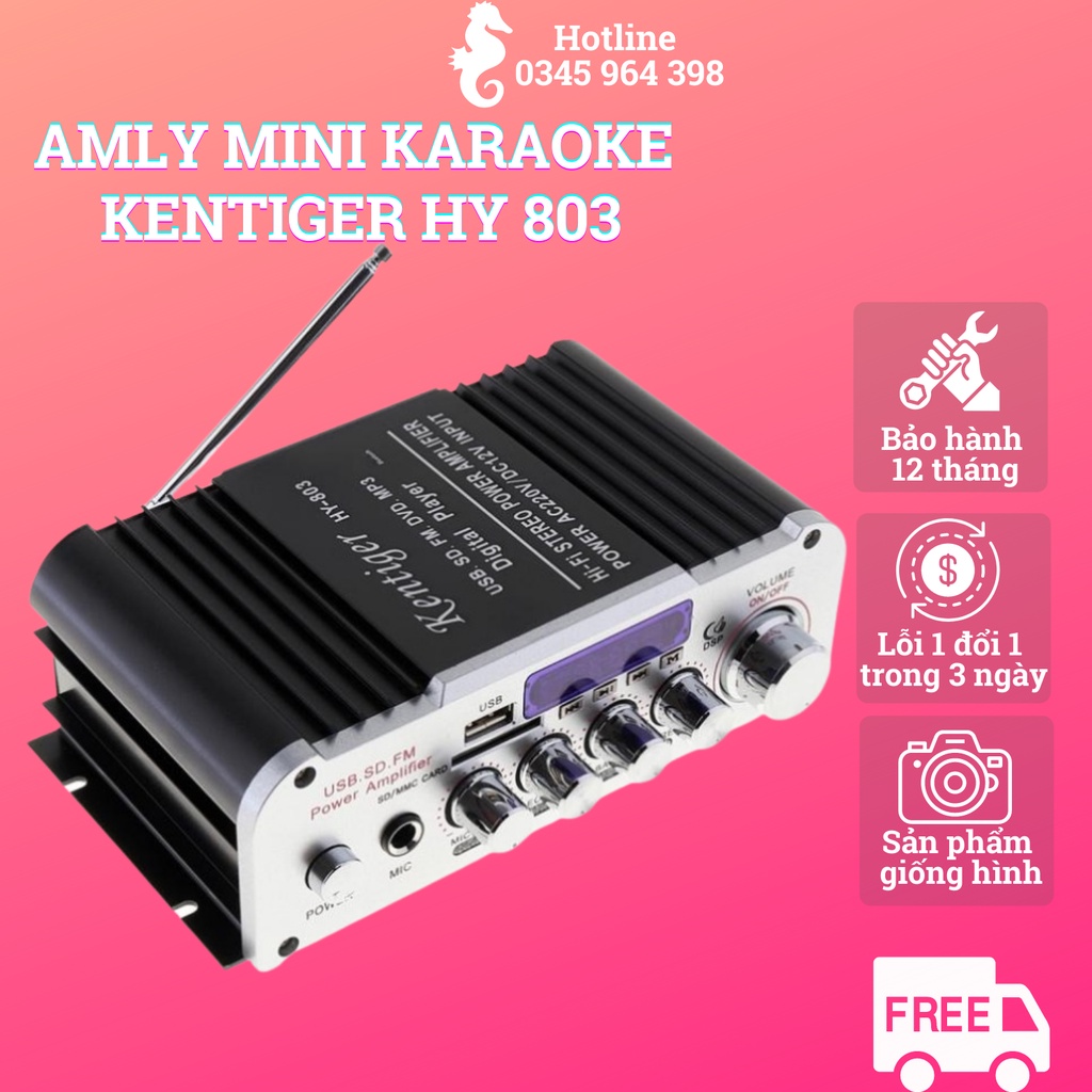 Amly Mini Karaoke Kaw-Kentiger HY 803, Âm Ly Chơi Nhạc Âm Thanh Cực Đỉnh, Hàng Nhập Khẩu