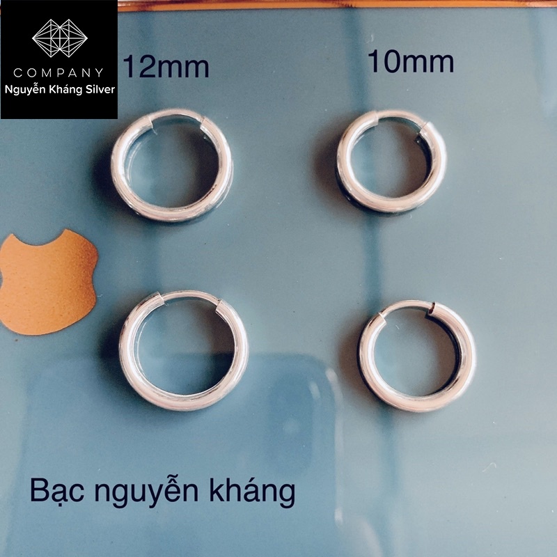10mm 12mm 14MM KHUYÊN TAI BẠC NGUYÊN CHẤT TRÒN TRƠN ( 1 CHIẾC )