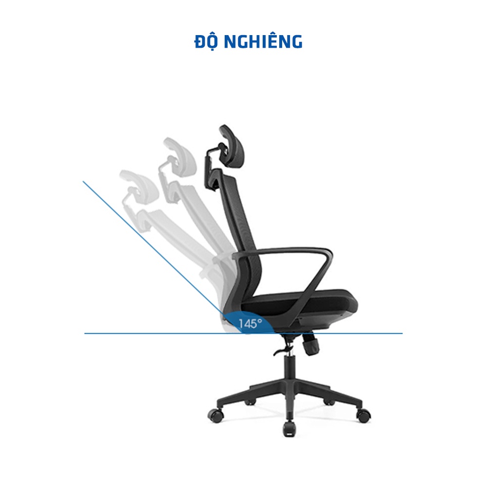 Ghế công thái học Ergonomic GOVI Ryan R01TD - Tựa đầu điều chỉnh độ cao, tựa tay cố định, mâm ghế ngả sau khóa 1 vị trí