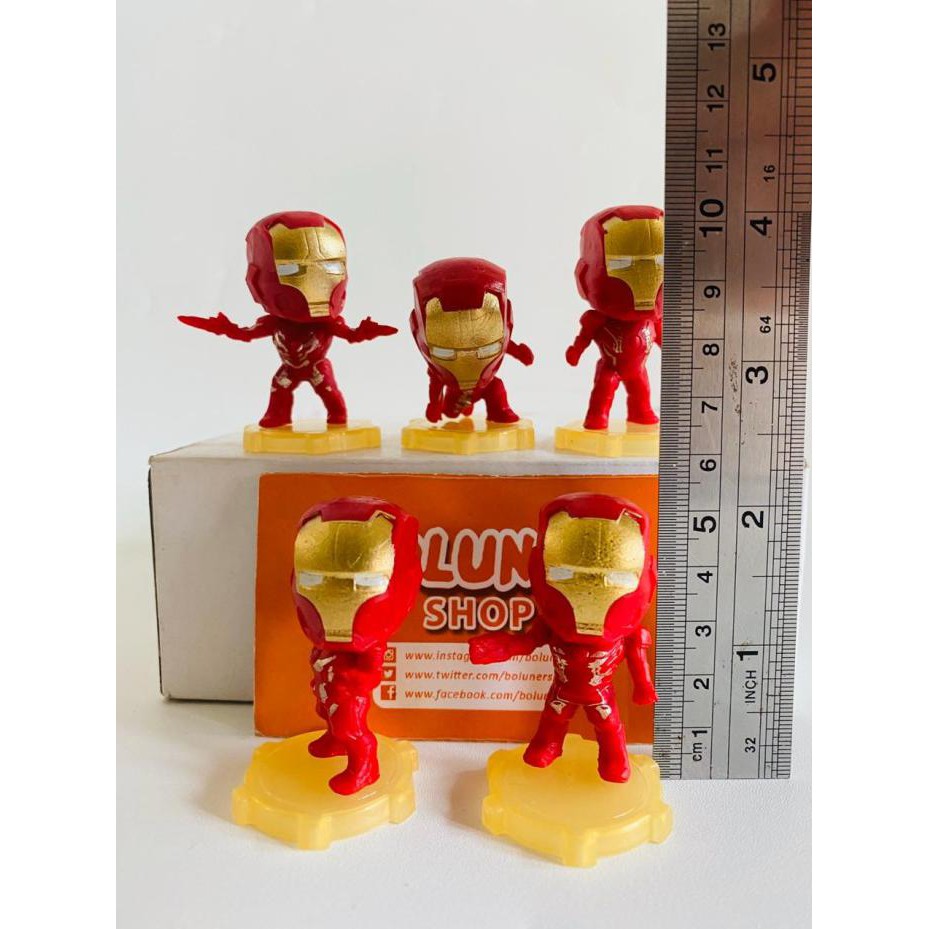 Set 6 Mô Hình Nhân Vật Iron Man Chibi Trang Trí Bánh Kem