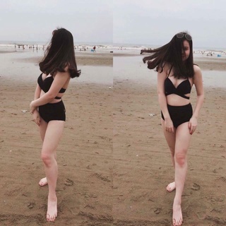 Bikini 2 mảnh có gọng đỏ đô mặc đi biển đi bơi