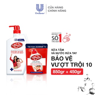 Combo Sữa tắm 850g và Nước rửa tay sạch khuẩn 450g Lifebuoy Bảo Vệ Vượt Trội 10