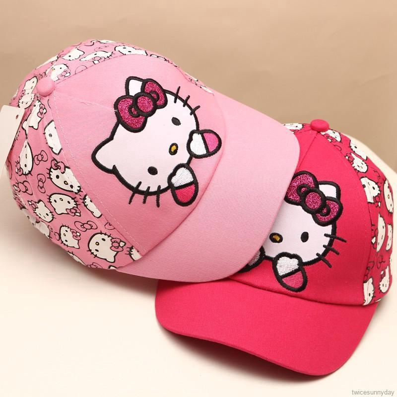 Nón lưỡi trai chống nắng in hình mèo Hello Kitty dễ thương cho bé