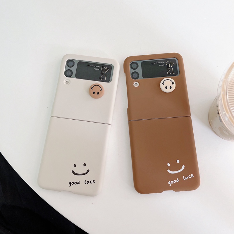Ốp Điện Thoại Họa Tiết Mặt Cười Hoạt Hình Sang Trọng Phong Cách Hàn Quốc Cho Samsung Galaxy Z Flip 3 5G Z Flip4