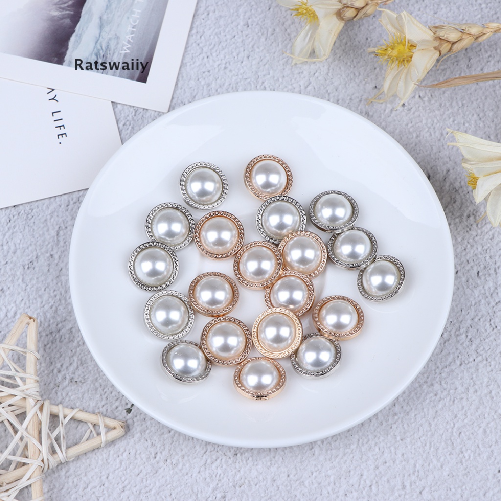 Set 10 nút áo đính ngọc trai giả bằng kim loại