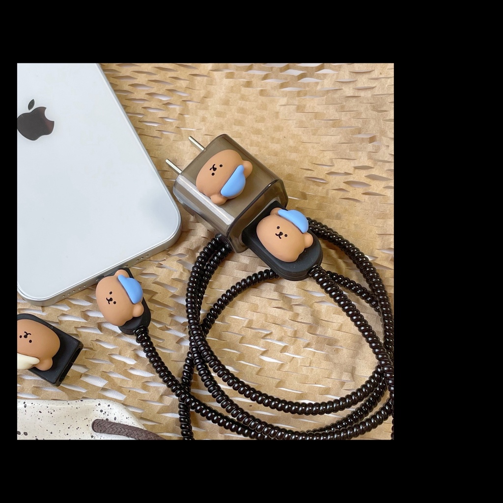 Vỏ Bọc Bảo Vệ Hộp Sạc / Pin i-phone 5w Hình Gấu Hoạt Hình Dễ Thương