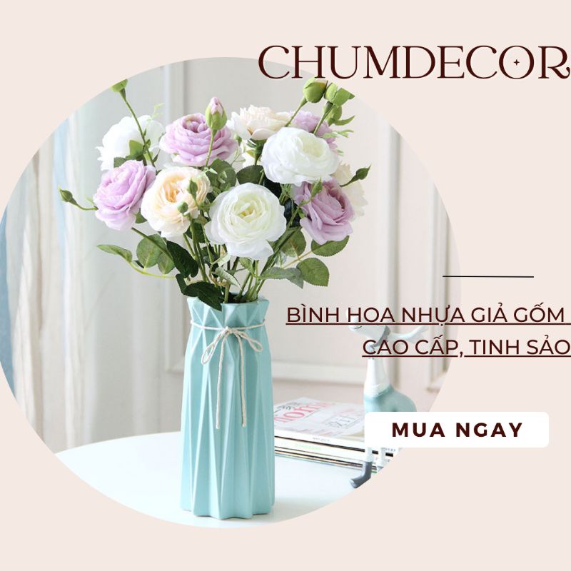 Lọ hoa , bình hoa nhựa giả gốm trang trí , decor cho căn phòng TI6
