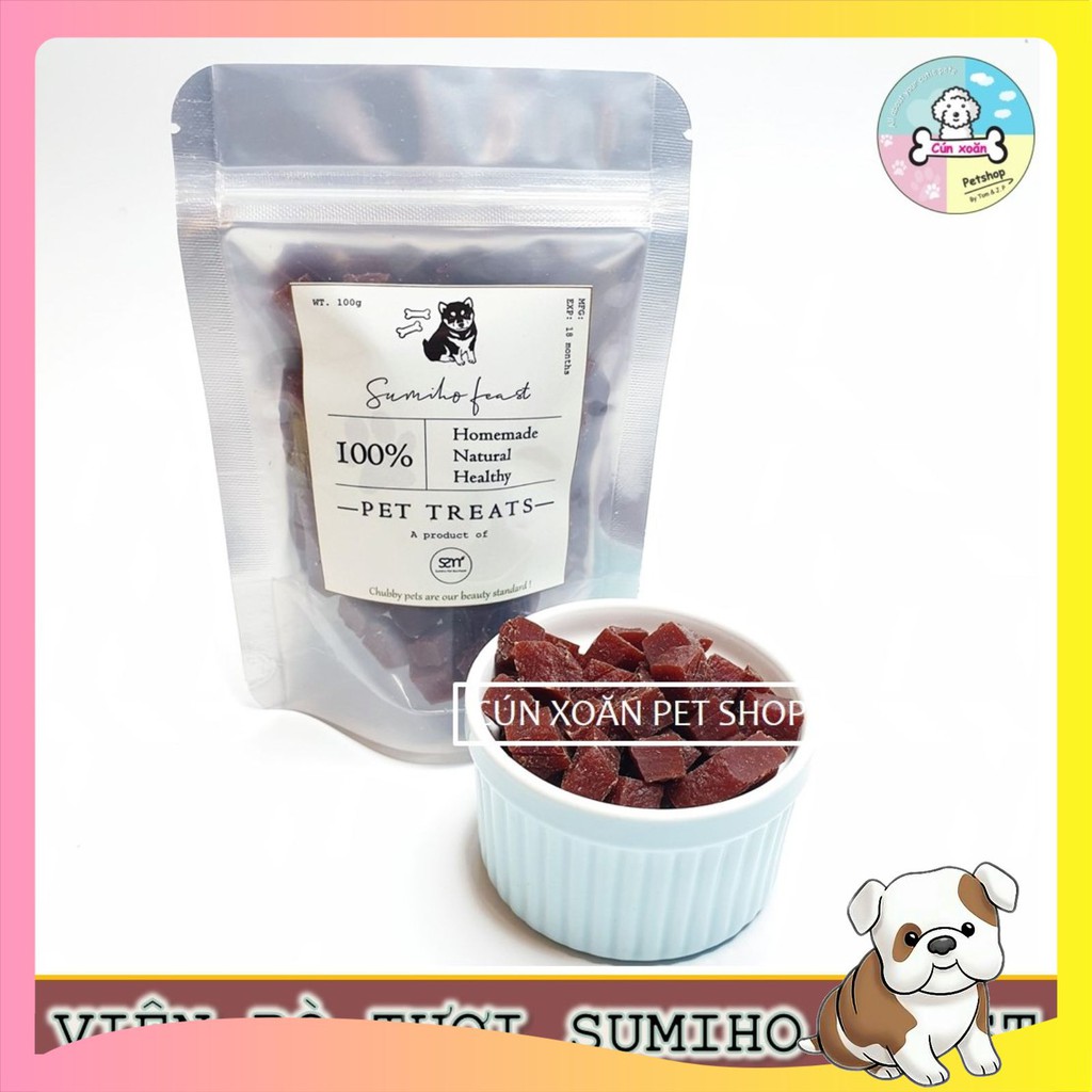 Bánh thưởng cho chó Sumiho Feast (Viên bò tươi) (Túi 100gr) thức ăn cho chó từ 2 tháng tuổi