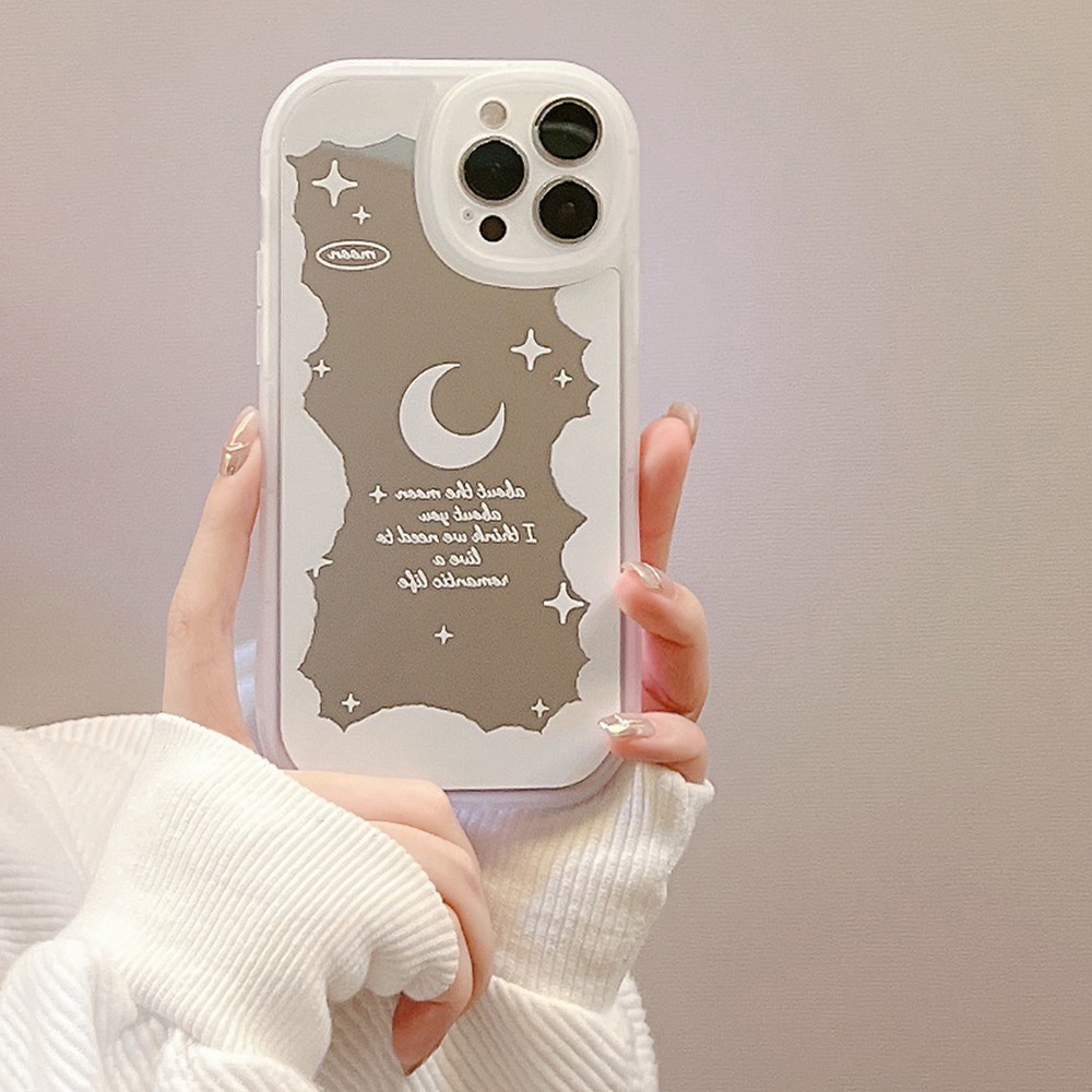 Ốp lưng iphone tráng gương mây trăng đầy sao cho Iphone 7 8 Plus SE X XS XS Max 11 12 13 Pro Max