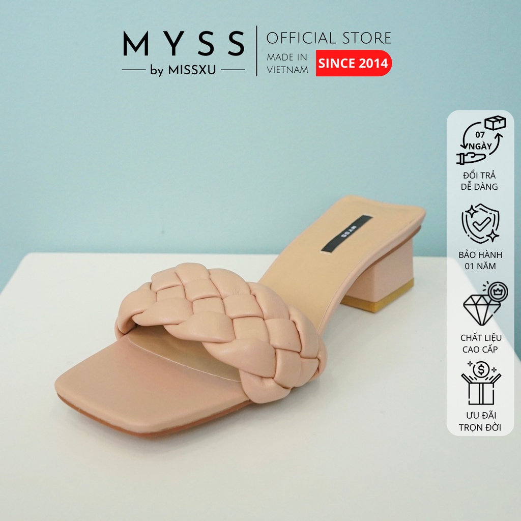 Giày guốc nữ thắt bím 3cm thời trang MYSS - thumbnail