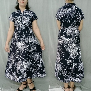 Đầm maxi cổ trụ ráp tầng,bigsize