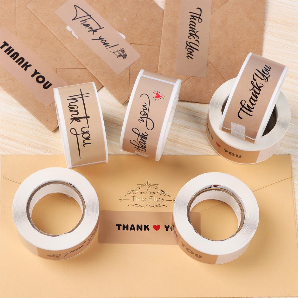 FAY Set 150 Miếng Dán Niêm Phong Bao Bì In Chữ Thank You Kích Thước 3x1 Inch