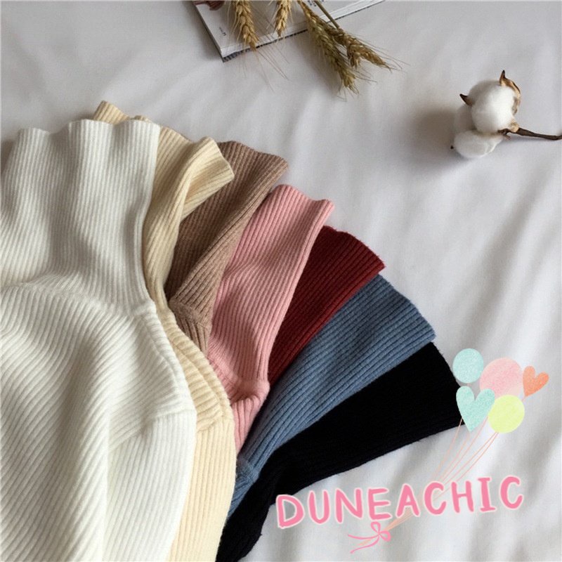 DUNEA Áo sweater dệt kim cổ lọ thời trang dành cho nữ với 23 màu sắc lựa chọn
