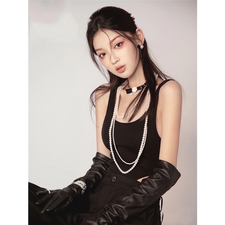 Vòng Cổ Naomi Da Phối Xích Đính Hoa Trà  - Vani Store - TS000650
