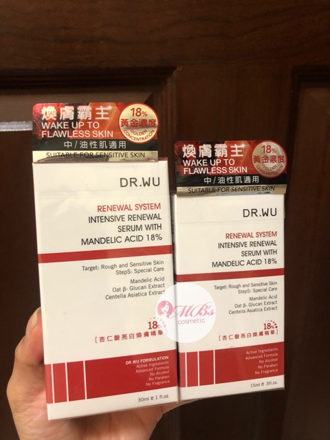 Tinh chất Dr.WU serum Intensive Renewal Serum With Mandelic Acid 18% và PLUS