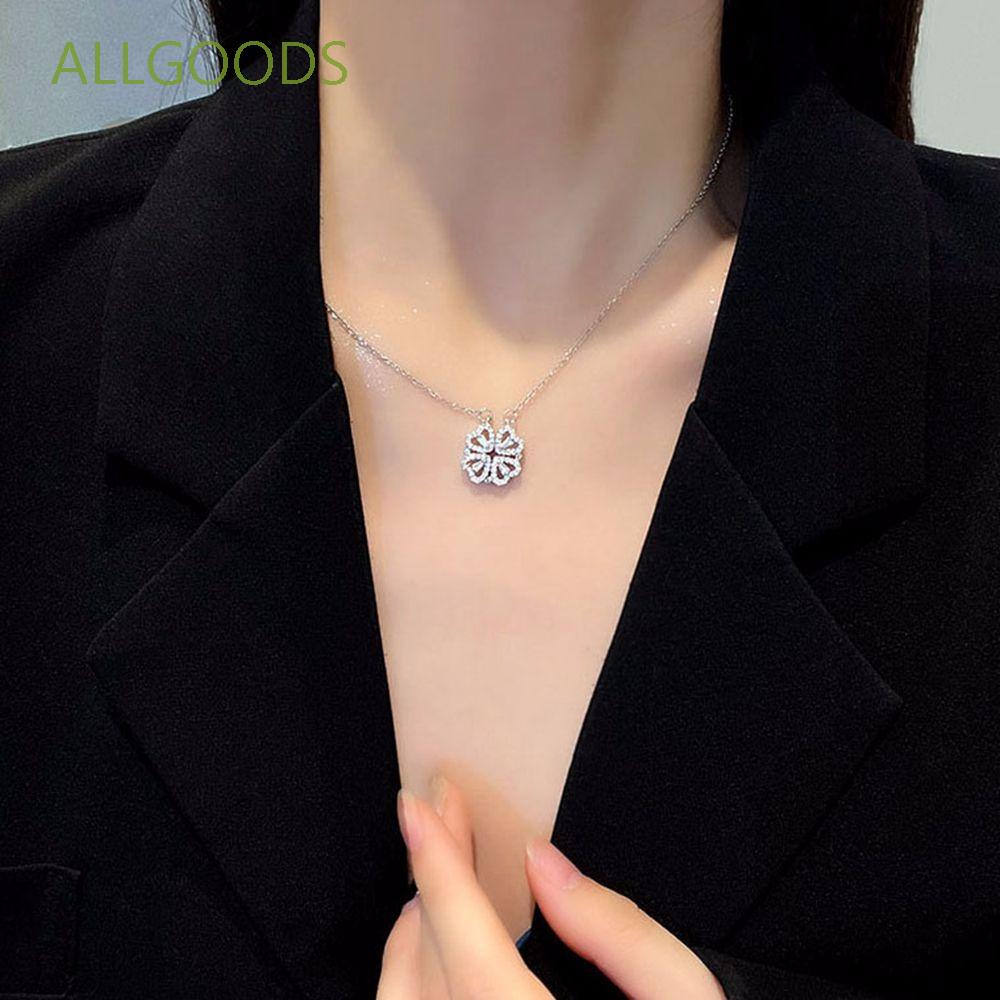 Dây Chuyền Mặt Hình Cỏ Bốn Lá Bằng Đồng Phong Cách Cổ Điển Duyên Dáng Thanh Lịch Dành Cho Nữ