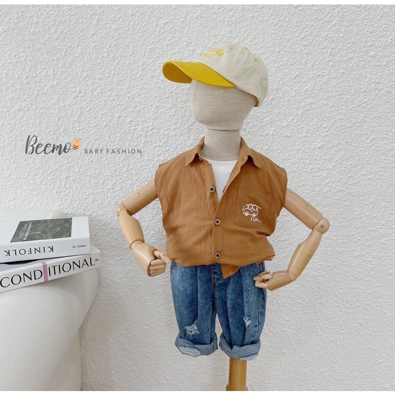 Áo sơ mi đũi Tank Top bé trai-MS58