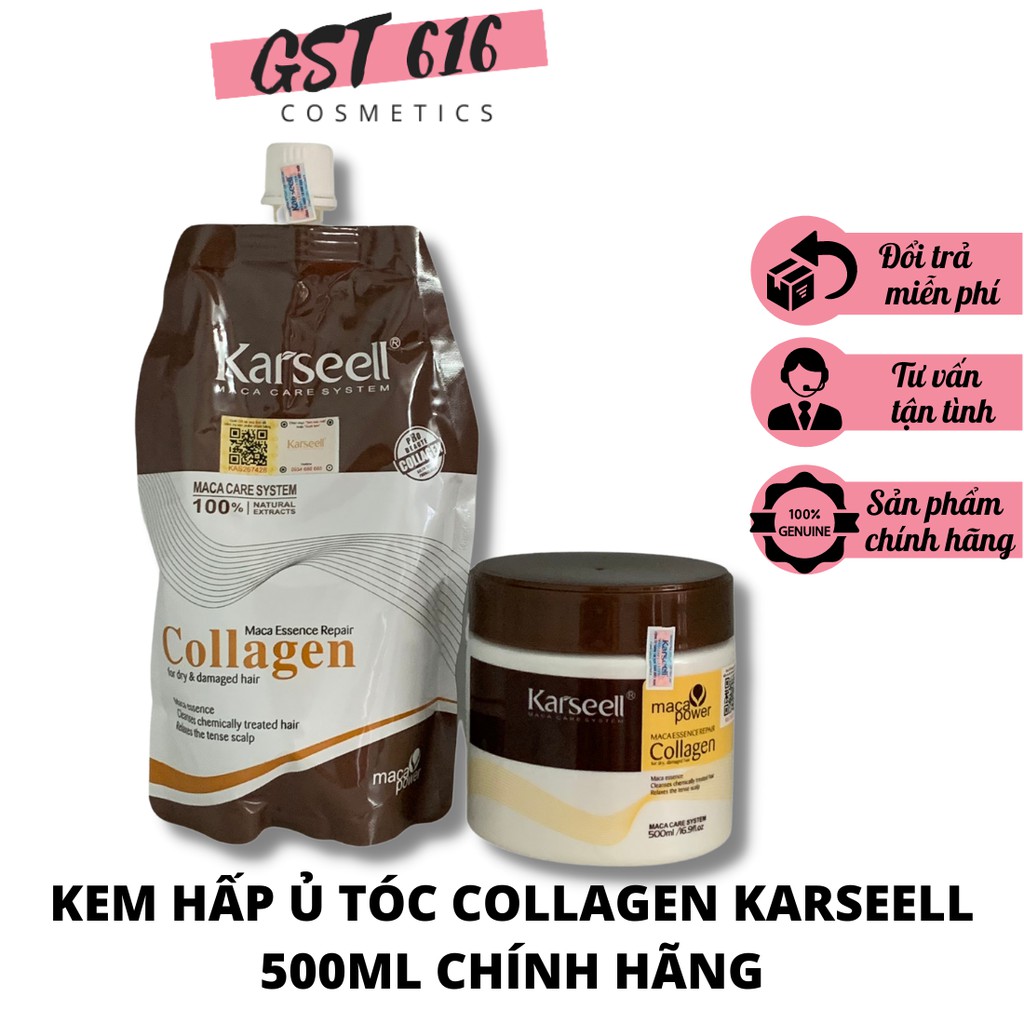 Kem hấp ủ tóc COLLAGEN KARSEELL 500ml chính hãng phục hồi tóc hư tổn khô sơ chẻ ngọn