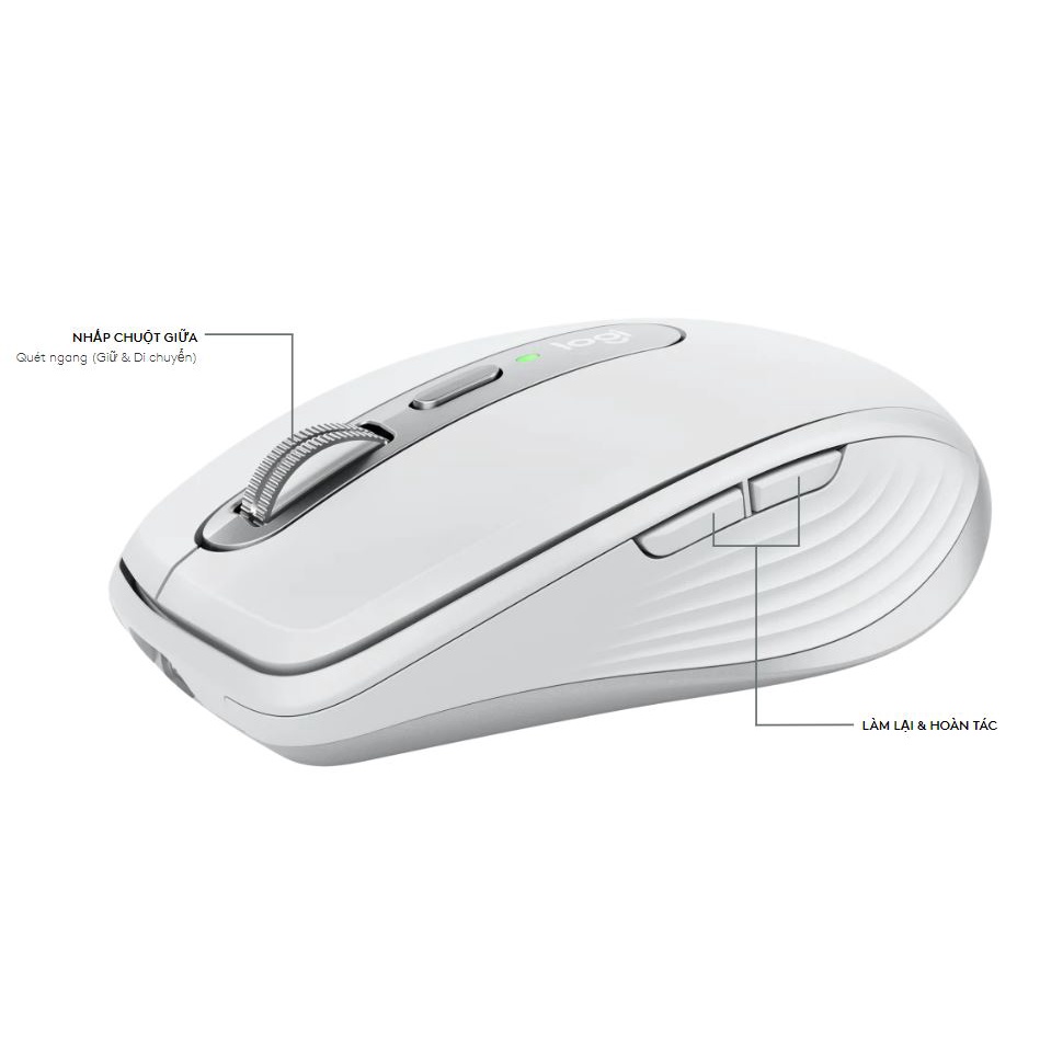 Chuột máy tính không dây Bluetooth Logitech MX Anywhere 3 (dành cho Mac) Màu Xám PALE GREY