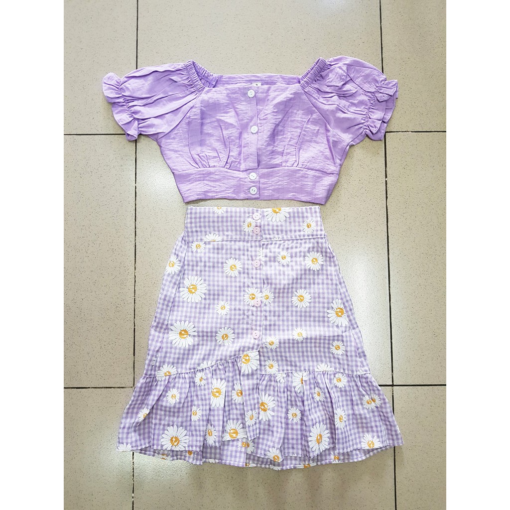 Bộ áo váy đuôi cá in hoa cúc hoa mi dễ thương cho bé gái