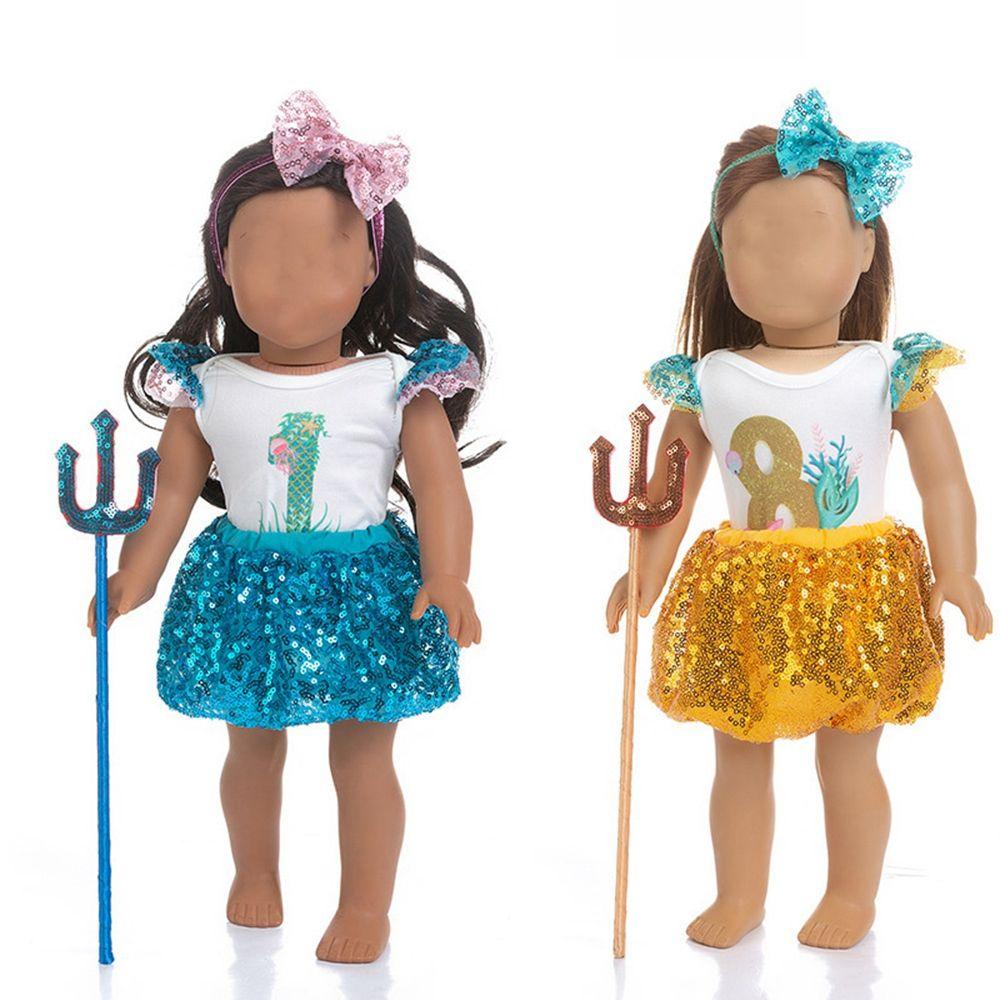 Bộ Áo Liền Quần Đính Kim Sa Màu Cầu Vồng Cho Búp Bê 18Inch