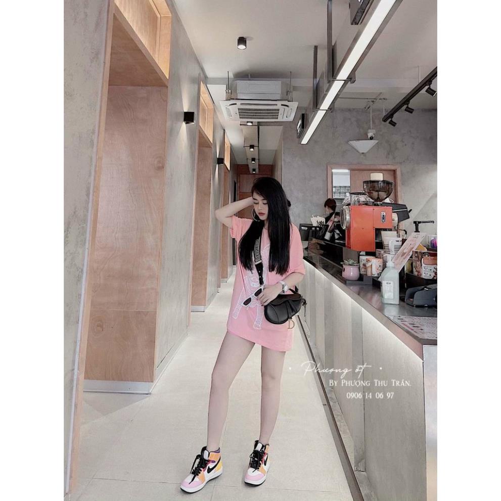 Áo thun nữ TUVYSHOP áo phông cotton hình chó in nổi PET 5D màu đen trắng hồng