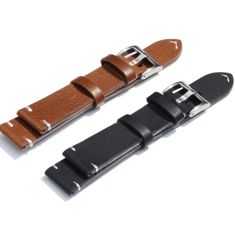 Dây đồng hồ da bò thật 2 mặt kiểu minimalist TIK017