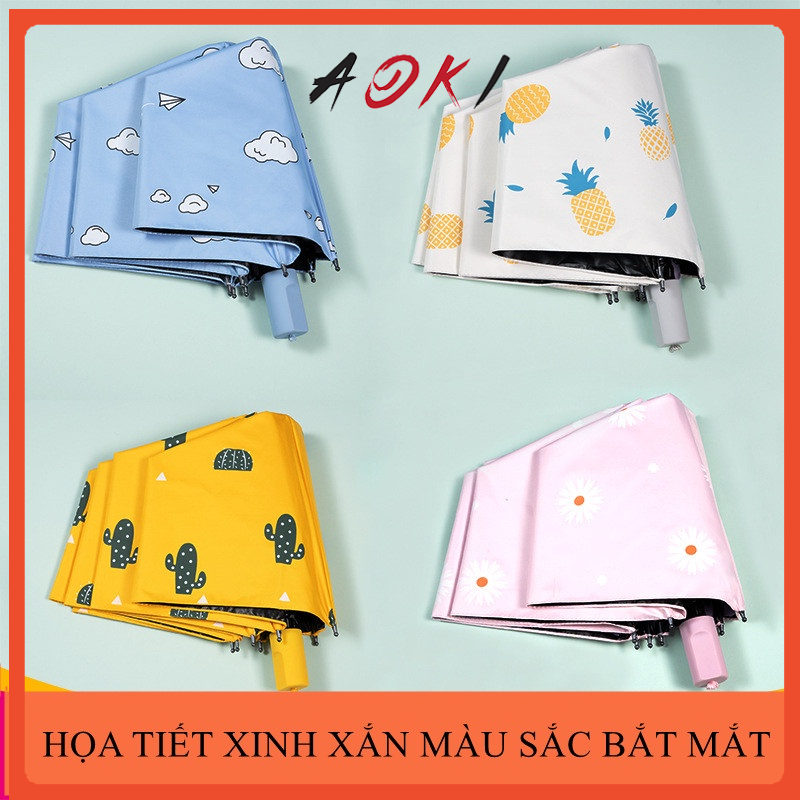 Dù Che Mưa Gấp Gọn Cute Cao Cấp Nhiều Họa Tiết - Ô Che Mưa, Che Nắng Ngoài Trời Mini Nhỏ Gọn Nhiều Màu