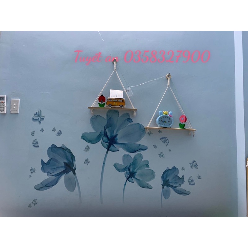 Decal dán tường mẫu Hoa Ngọc xanh trong 4 cây