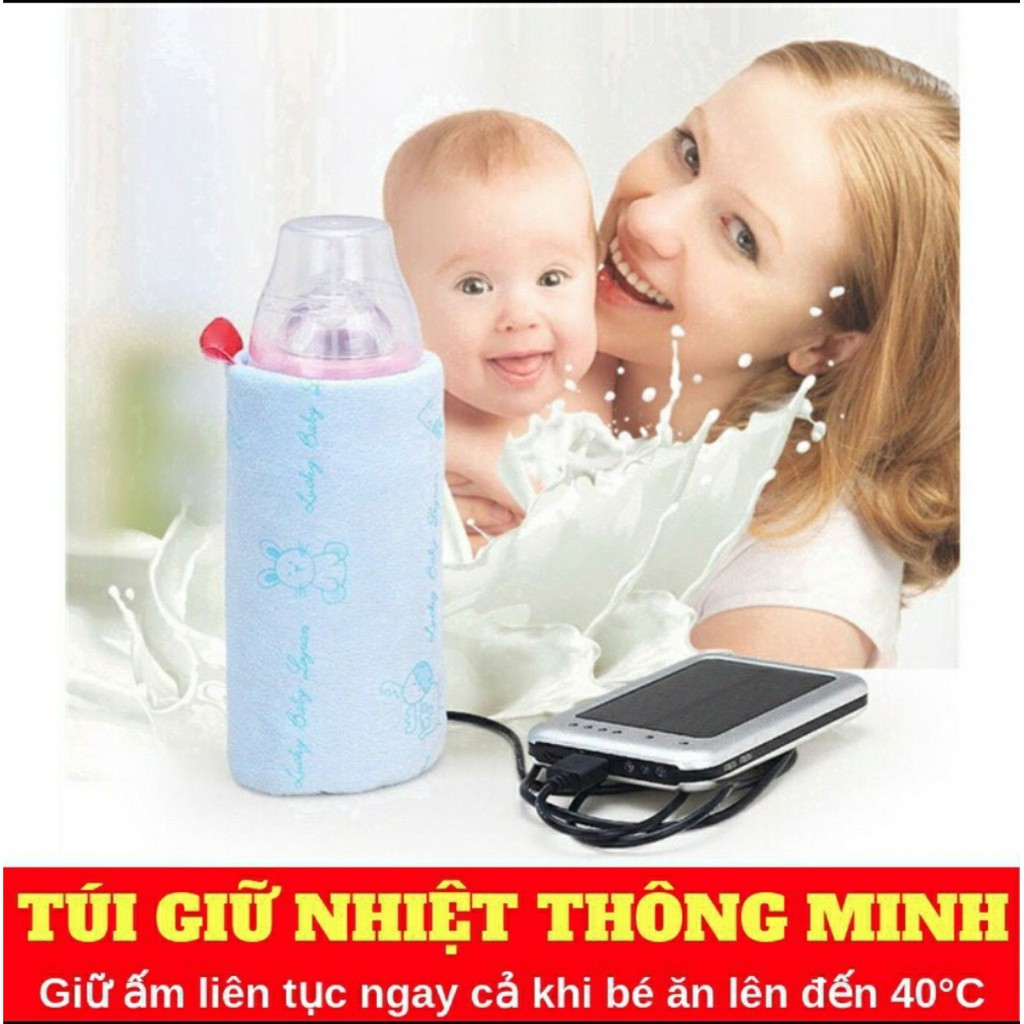 [FREESHIP] Bộ giữ nhiệt, túi giữ nhiệt bình sữa dây cắm Usb làm ấm nhanh và đều sữa cho bé.
