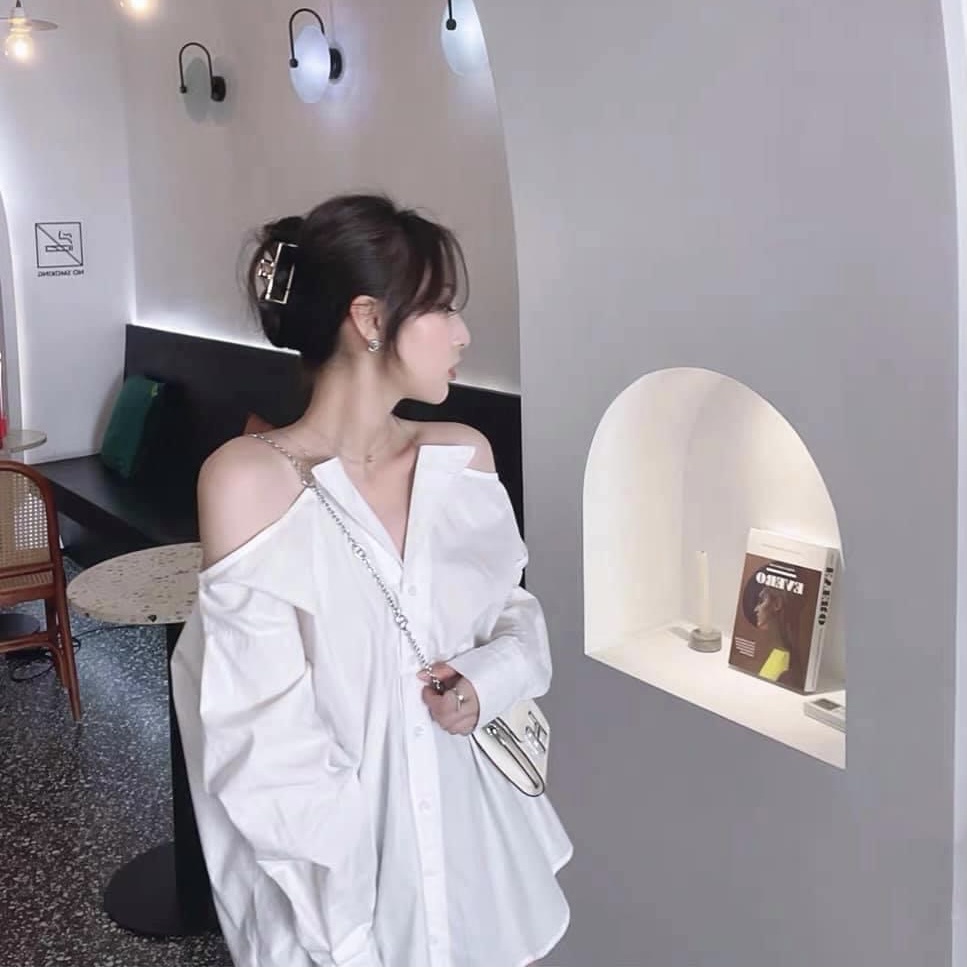 Áo Sơ Mi Trễ Vai Quai Xích Eclipse Clothing Sơ Mi Mát Mẻ Thiết Kế 2 Dây Xích Nhỏ Xinh Đáng
