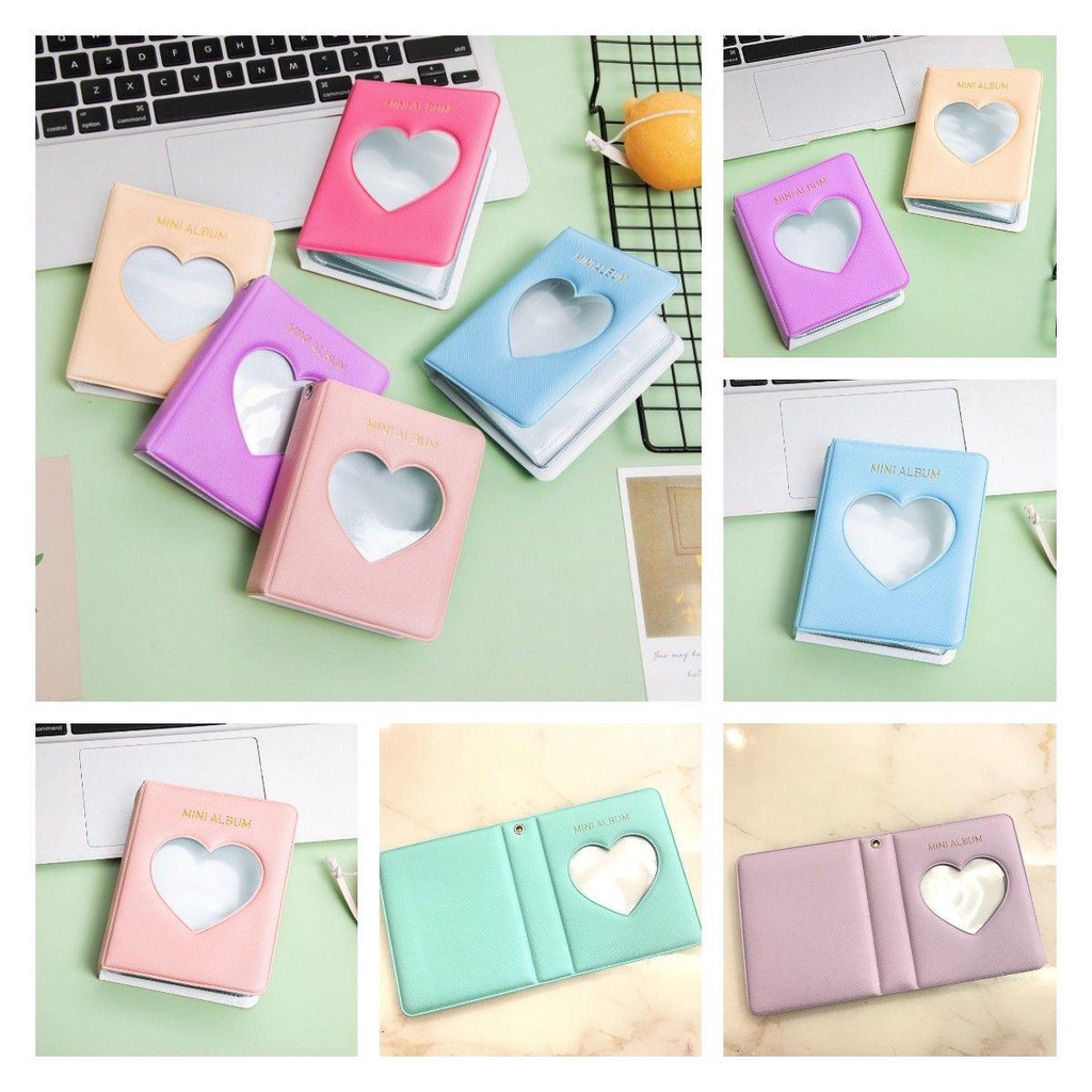 Album ảnh mini cắt rỗng hình trái tim lưu trữ ảnh 3 inch hình vuông kawaii/ nhiều màu