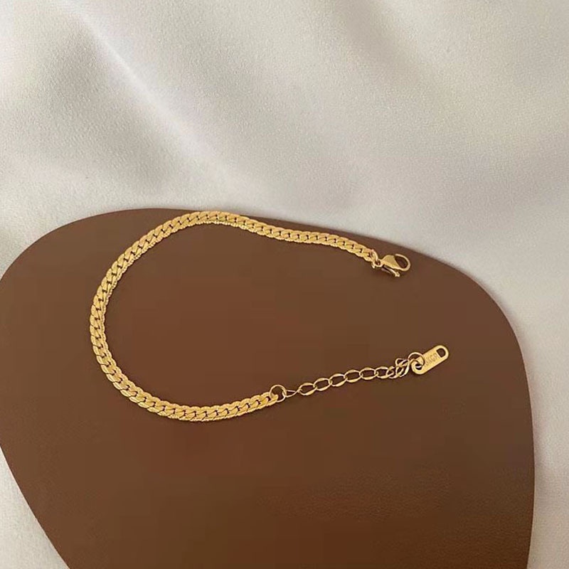 Vòng tay thép titan mạ vàng 18K đơn giản phong cách Hàn Quốc dễ phối đồ sành điệu cho nữ