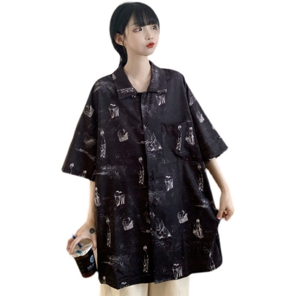 Áo sơ mi tay ngắn from rộng unisex nam nữ , sơ mi nam nữ vải voan lụa mịn mát free size 40kg - 70kg