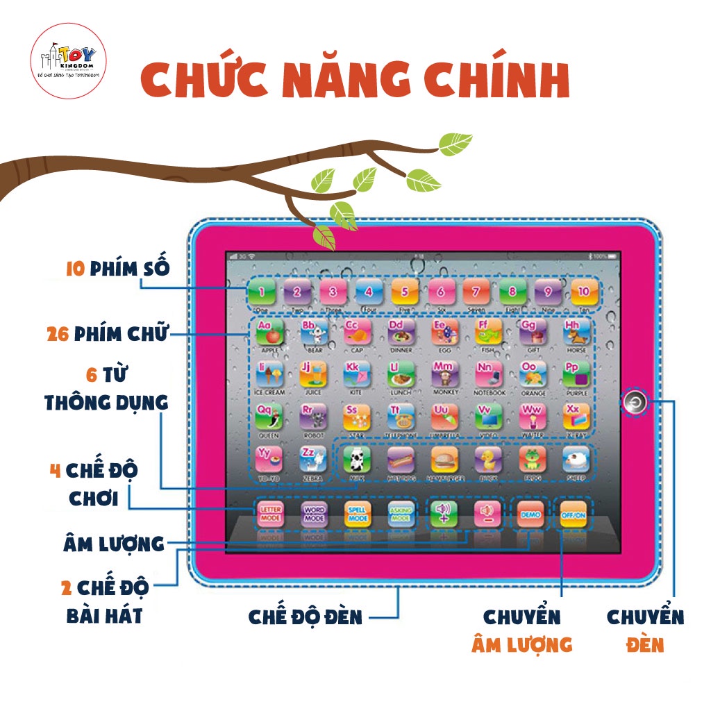 Đồ Chơi Máy Tính Bảng IPAD Học Tiếng Anh Phát Nhạc Vui Nhộn