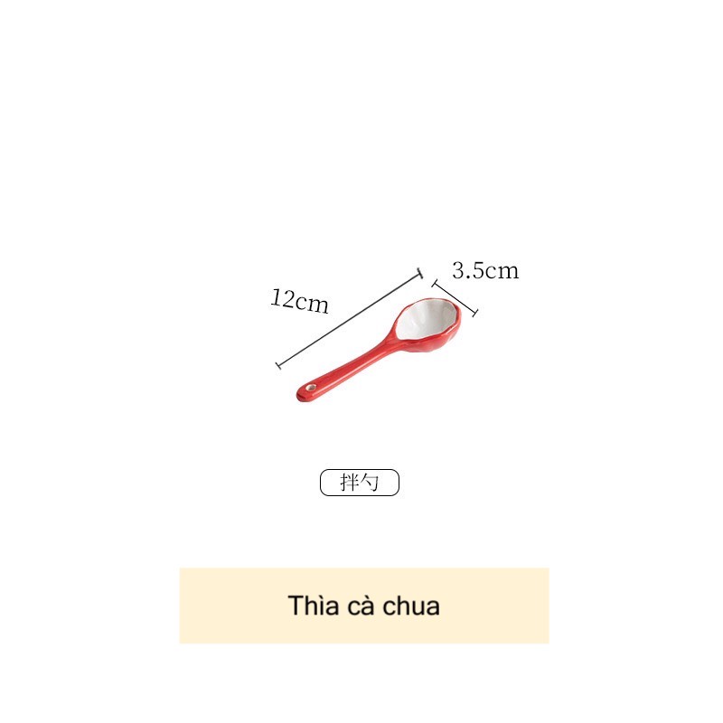Bát cà chua sứ kèm thìa decor