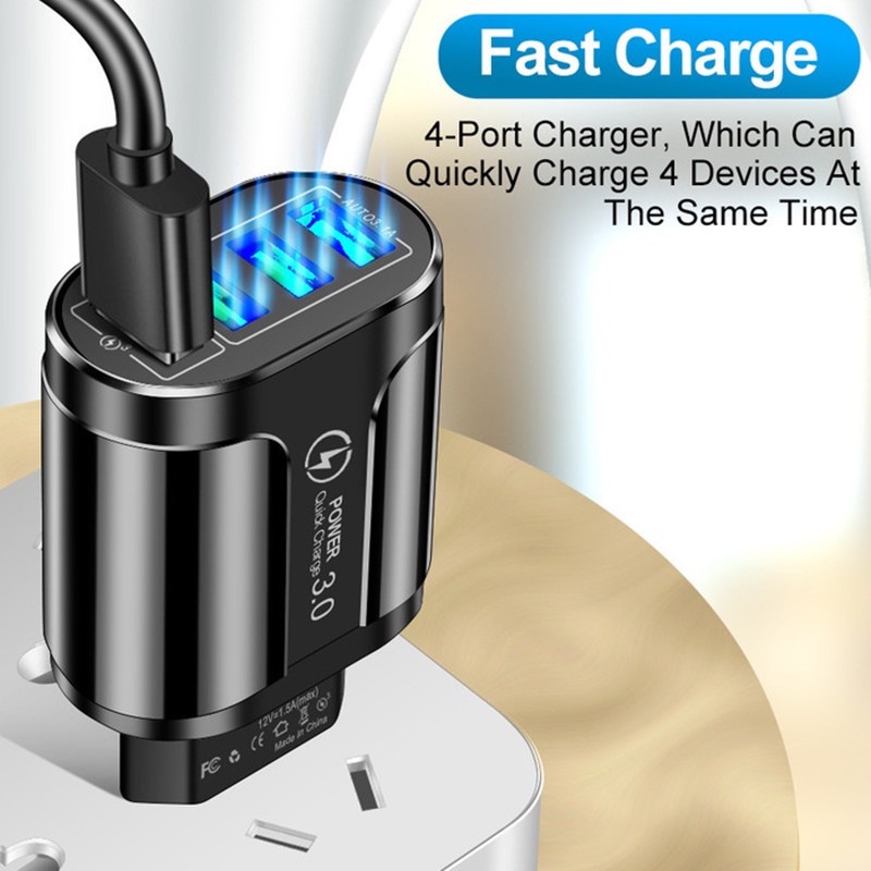 Củ Sạc Nhanh QC 3.0 4 Cổng EU/US Cho ip
