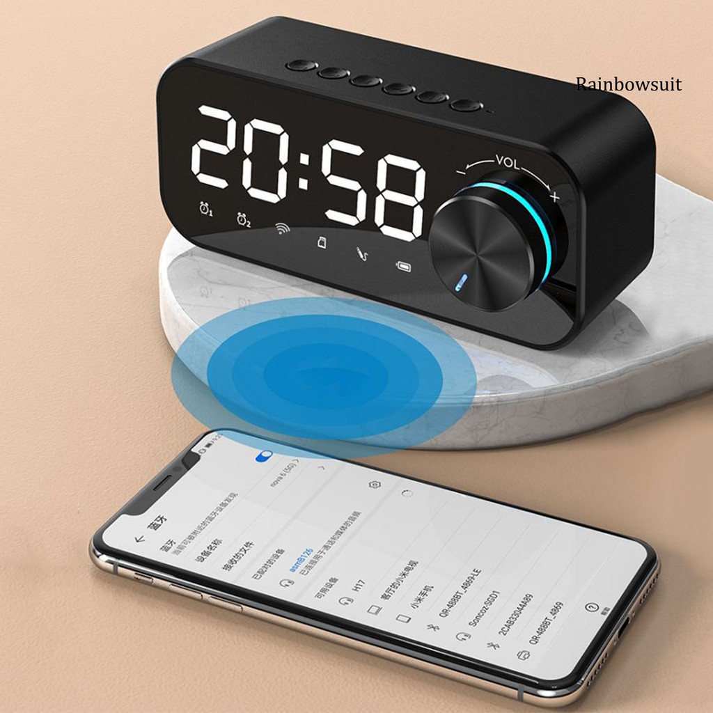 Loa Bluetooth Không Dây Tích Hợp Đồng Hồ Báo Thức Hỗ Trợ Thẻ Nhớ Tf Và Phụ Kiện