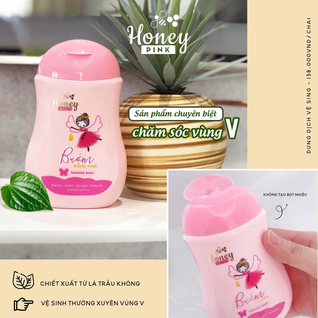 (  giá tốt) DUNG DỊCH VỆ SINH LÀM SẠCH THƠM SÂU TỪ BÊN TRONG CÔ BÉ - DUNG DỊCH HONEY PINK ( chính hãng 100%)