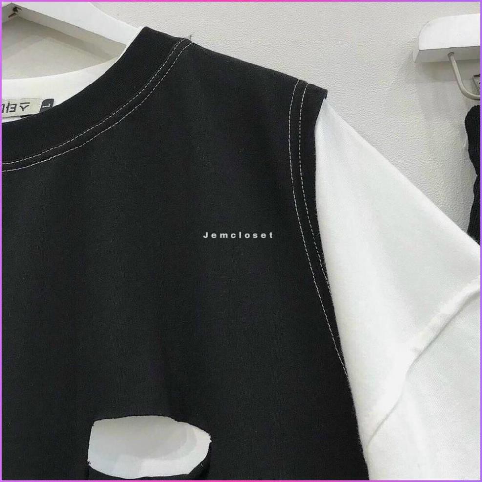 Áo Phông Nữ, Set Áo Thun Trắng mix Gile Đen Siêu Xinh | BigBuy360 - bigbuy360.vn