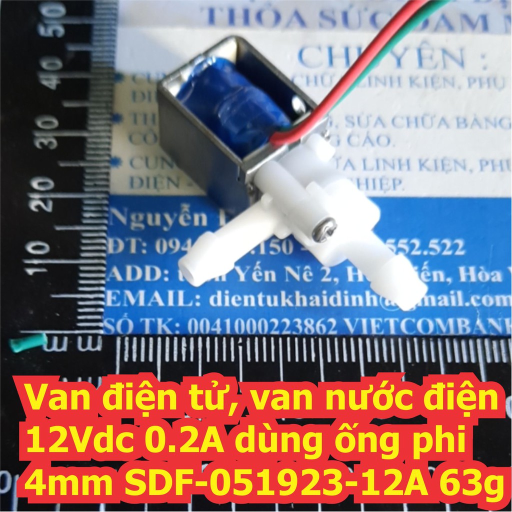 Van điện tử, van nước điện 12Vdc 0.2A dùng ống phi 4mm SDF-051923-12A63 thường mở kde6782