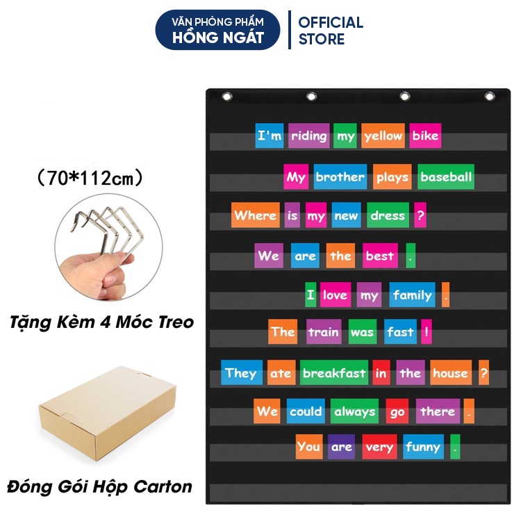 Bảng cài thẻ pocket chart 10 tầng, đồ dùng học tập giáo cụ dạy học tiếng anh văn phòng phẩm GC19